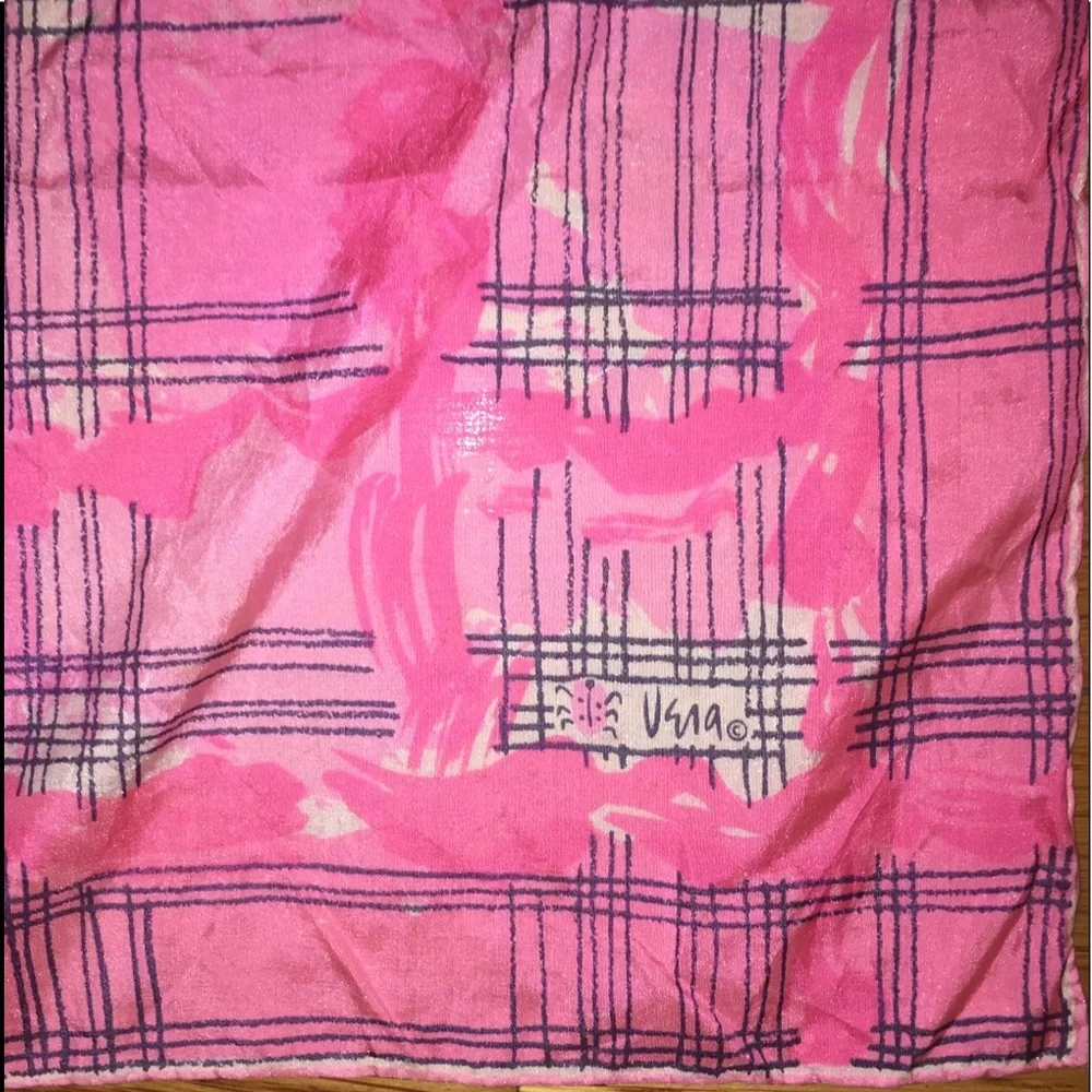 VERA Vintage pink silk square scarf 30” x 30”